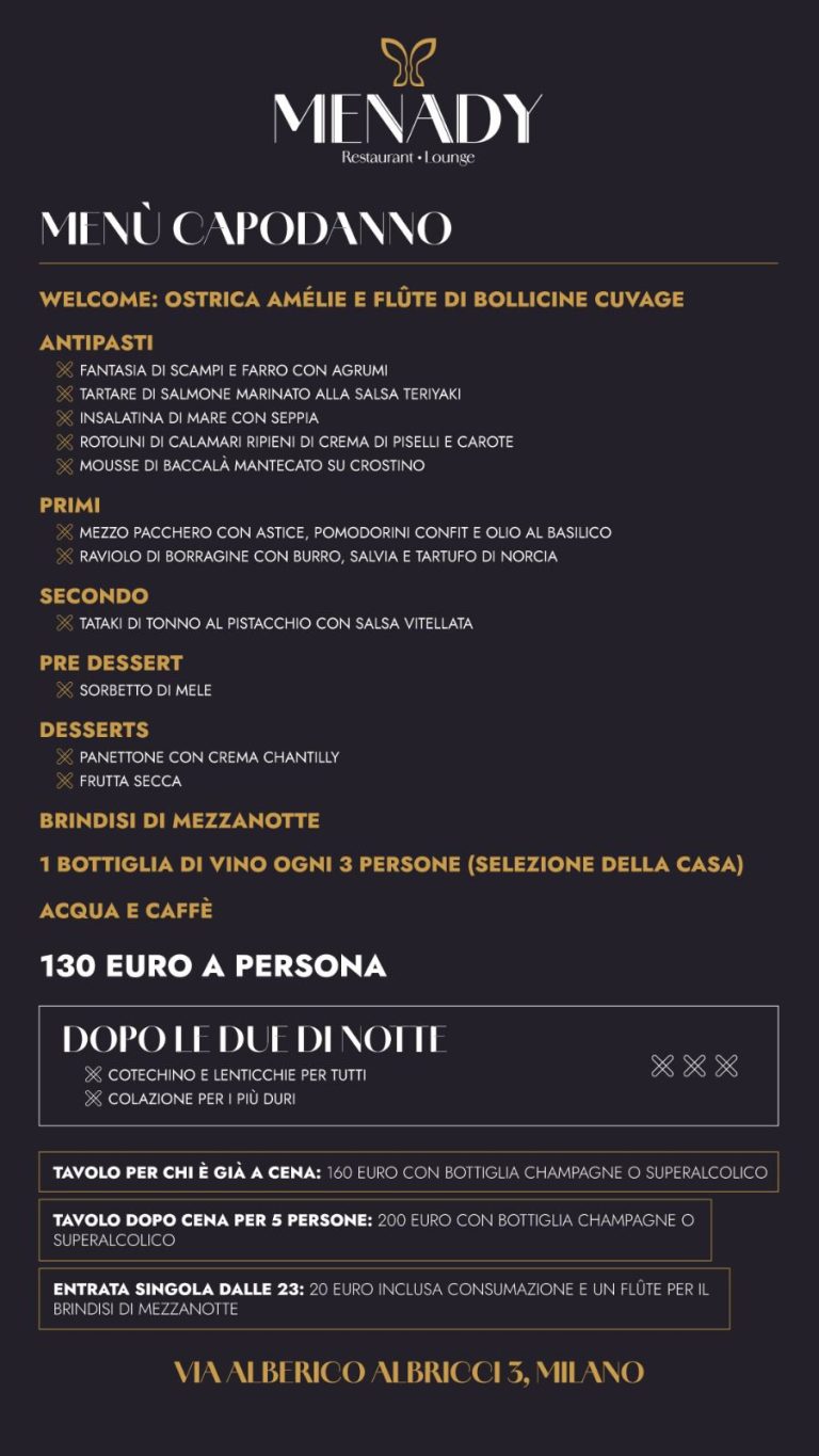 Capodanno 2025 Menady - Milano