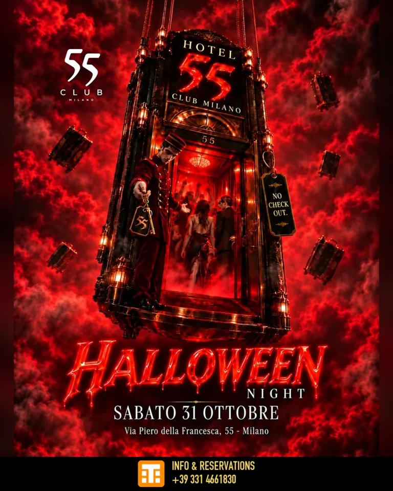 Locandina Halloween 2026 al 55 Club Milano, Hotel 55, sabato 31 ottobre