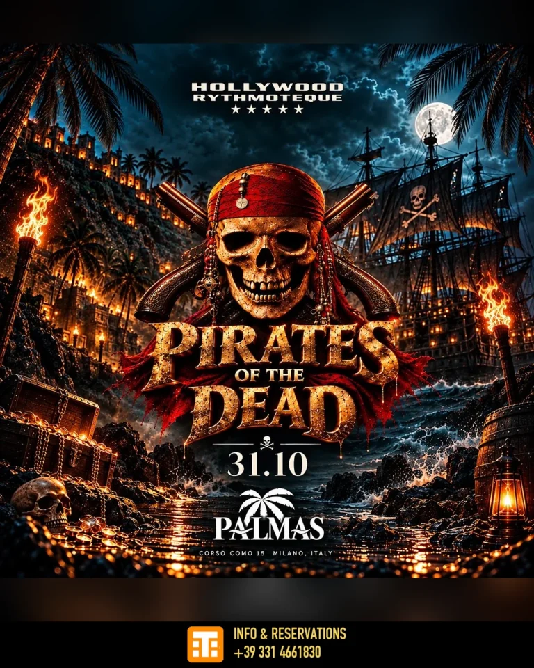 Locandina Halloween 2026 all’Hollywood Milano, Pirates of the Dead, sabato 31 ottobre