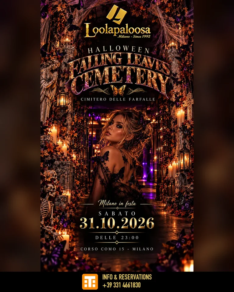 Locandina Halloween 2026 al Loolapaloosa Milano, Cimitero delle Farfalle, sabato 31 ottobre