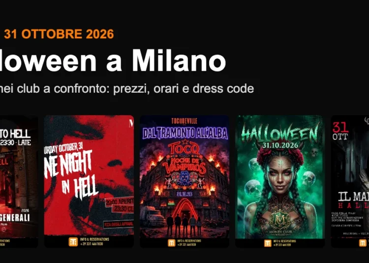 Le locandine delle feste di Halloween 2026 a Milano: Magazzini Generali, MIB, Tocqueville 13, Money Club e Pelledoca