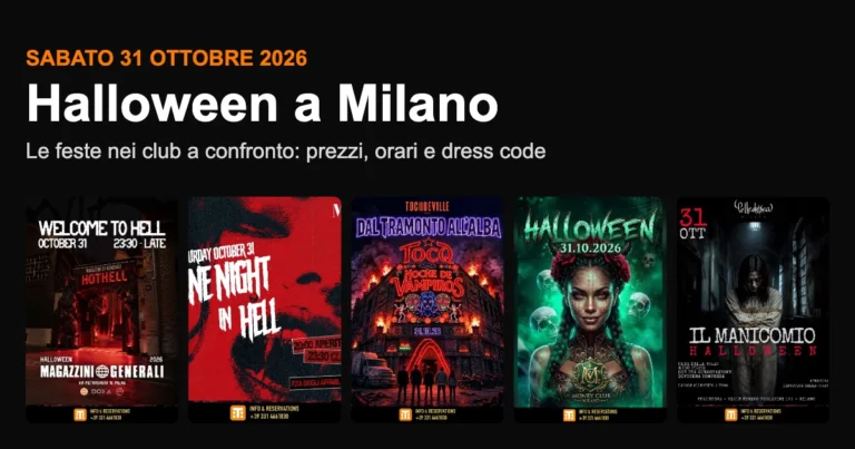 Le locandine delle feste di Halloween 2026 a Milano: Magazzini Generali, MIB, Tocqueville 13, Money Club e Pelledoca
