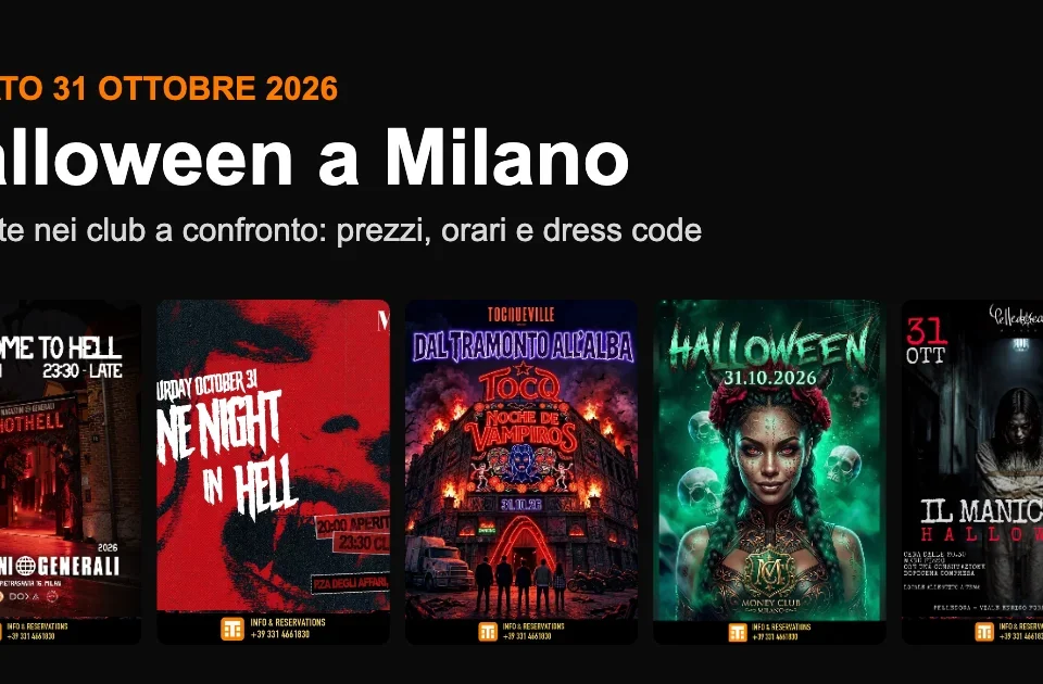 Le locandine delle feste di Halloween 2026 a Milano: Magazzini Generali, MIB, Tocqueville 13, Money Club e Pelledoca