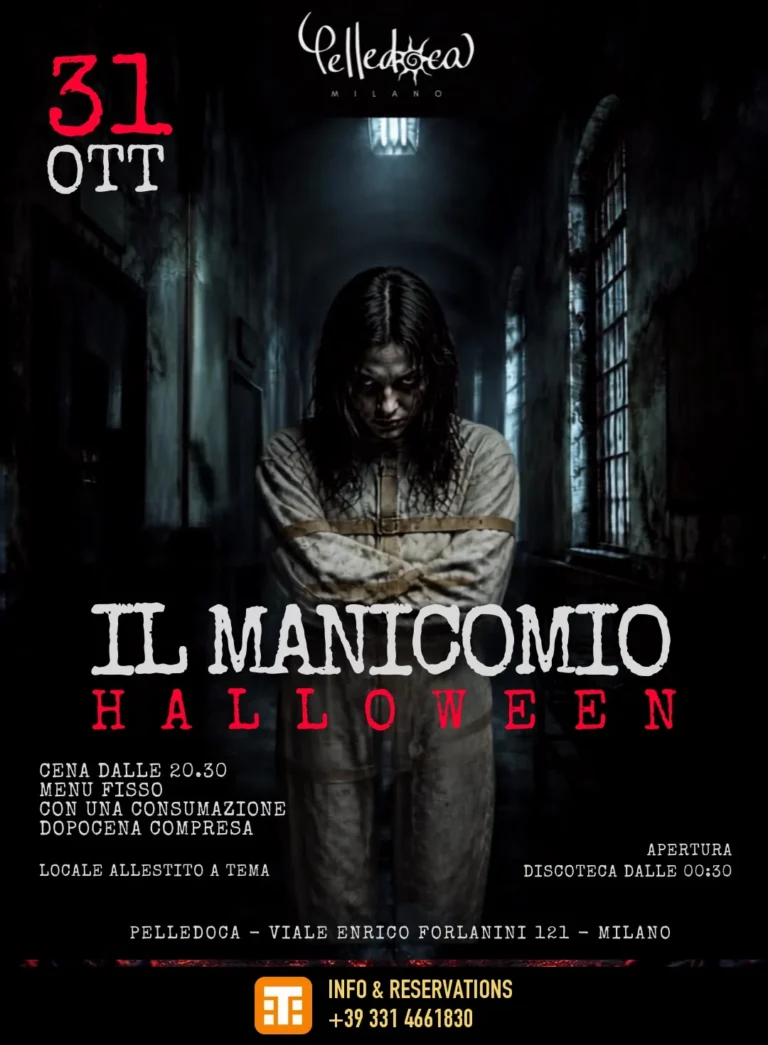 Locandina Halloween 2026 Il Manicomio al Pelledoca Milano