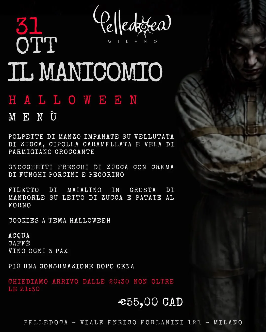 Menù della cena di Halloween 2026 al Pelledoca Milano