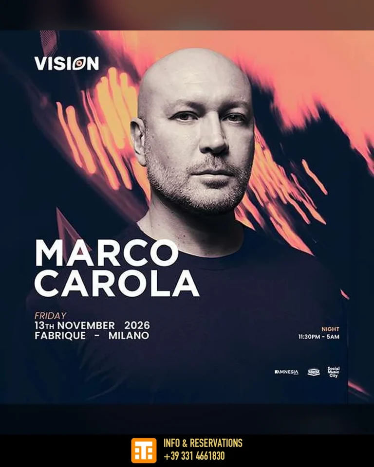 Locandina Vision al Fabrique Milano con Marco Carola, venerdì 13 novembre 2026