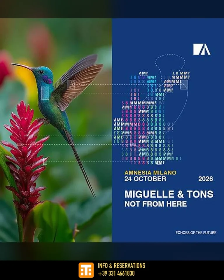 Locandina Miguelle & Tons e Not From Here all’Amnesia Milano, sabato 24 ottobre 2026